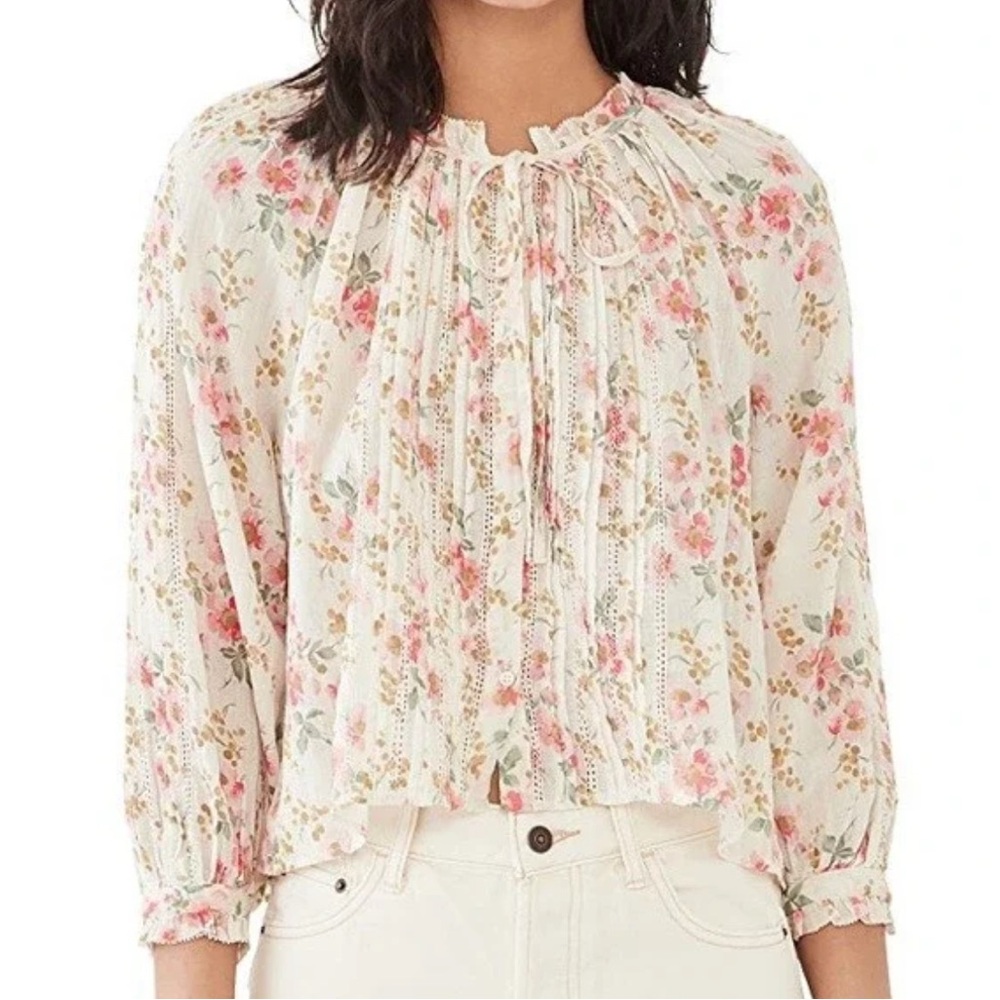 The Great Floral Print Women's Top - Cream and Pink size 3
